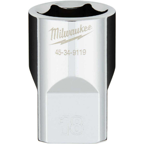 Milwaukee 1/2 In. Drive 18 mm 6-Point Shallow Metric Socket with FOUR FLAT Sides Milwaukee 1/2 In. Drive 18 mm 6-Point Shallow Metric Socket with FOUR FLAT Sides