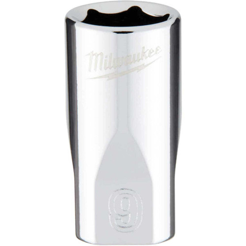 Milwaukee 1/4 In. Drive 9 mm 6-Point Shallow Metric Socket with FOUR FLAT Sides Milwaukee 1/4 In. Drive 9 mm 6-Point Shallow Metric Socket with FOUR FLAT Sides
