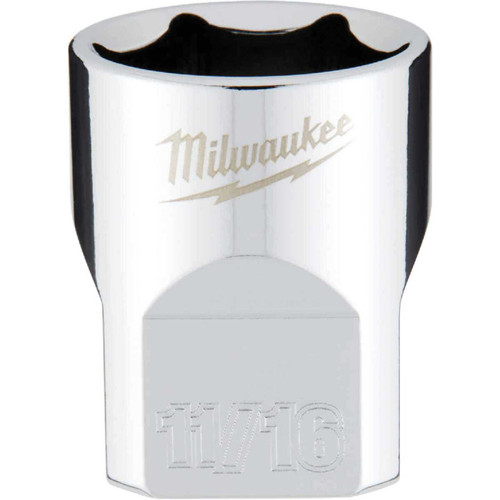 Milwaukee 3/8 In. Drive 11/16 In. 6-Point Shallow Standard Socket with FOUR FLAT Sides