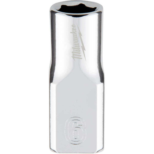 Milwaukee 1/4 In. Drive 6 mm 6-Point Shallow Metric Socket with FOUR FLAT Sides Milwaukee 1/4 In. Drive 6 mm 6-Point Shallow Metric Socket with FOUR FLAT Sides