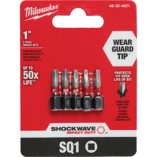 Milwaukee SHOCKWAVE #1 Square Recess 1 In. Insert Impact Screwdriver Bit (5-Pack) Milwaukee SHOCKWAVE #1 Square Recess 1 In. Insert Impact Screwdriver Bit (5-Pack)