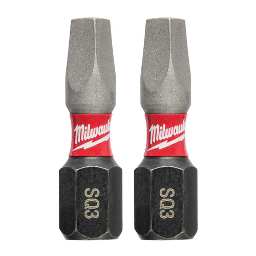 Milwaukee SHOCKWAVE #3 Square Recess 1 In. Insert Impact Screwdriver Bit (2-Pack)