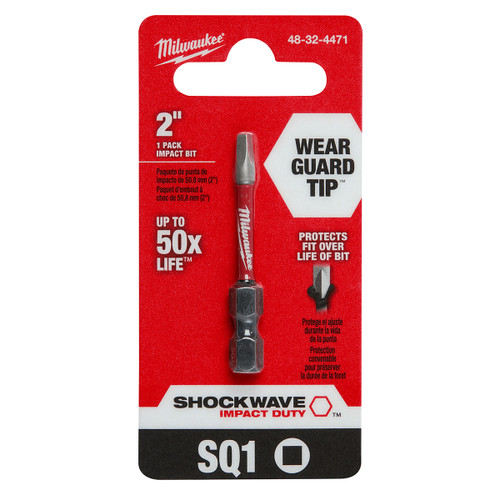 Milwaukee SHOCKWAVE #1 Square Recess 2 In. Power Impact Screwdriver Bit