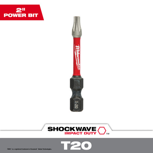 Milwaukee SHOCKWAVE T20 TORX 2 In. Power Impact Screwdriver Bit