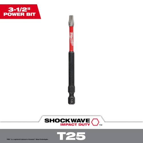 Milwaukee SHOCKWAVE T25 TORX 3-1/2 In. Power Impact Screwdriver Bit