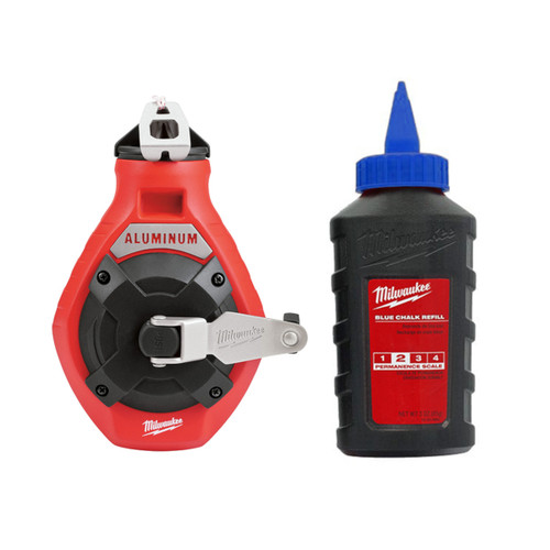 Milwaukee 100 Ft. Fine Chalk Line Reel and Chalk, Blue Milwaukee 100 Ft. Fine Chalk Line Reel and Chalk, Blue
