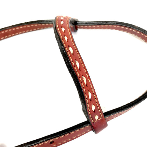 Slip Ear Headstall, White Buckstitch (Toast)