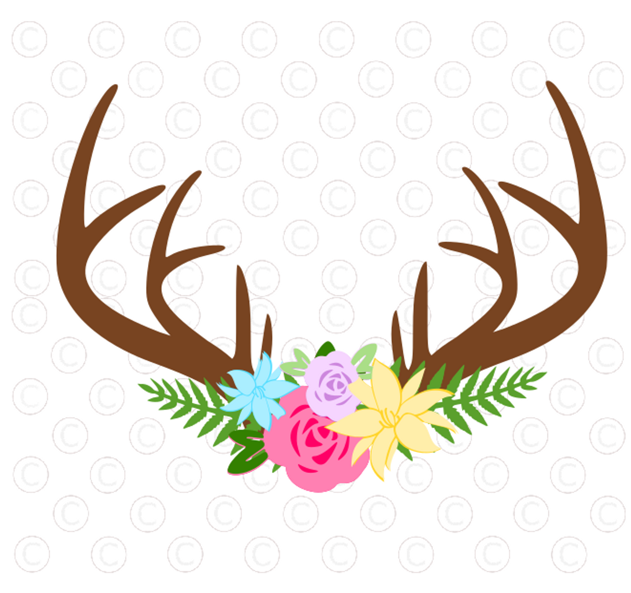 Download Floral Antler SVG File - Catching Colorflies