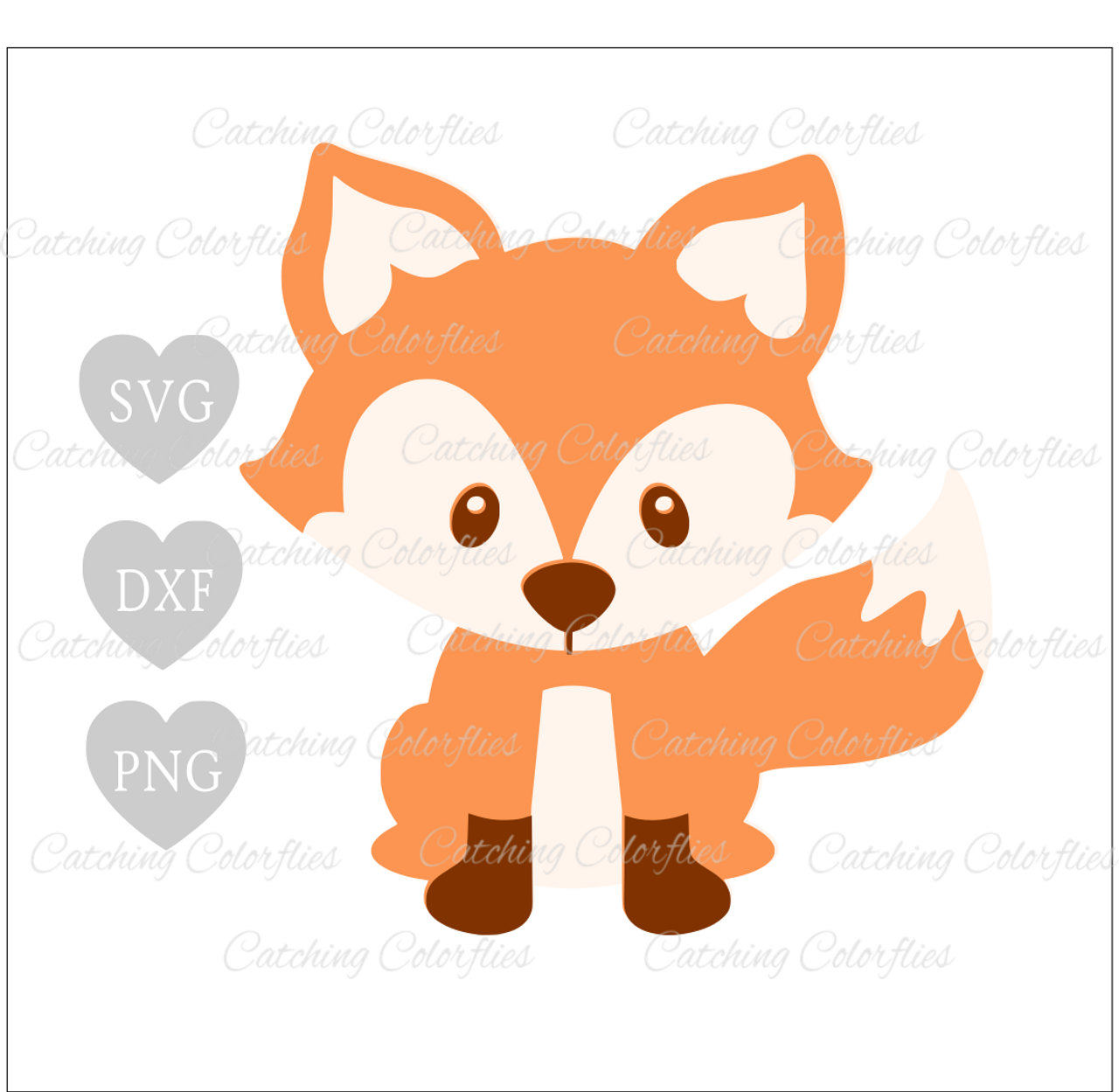 Download Cute Baby Fox SVG - Catching Colorflies