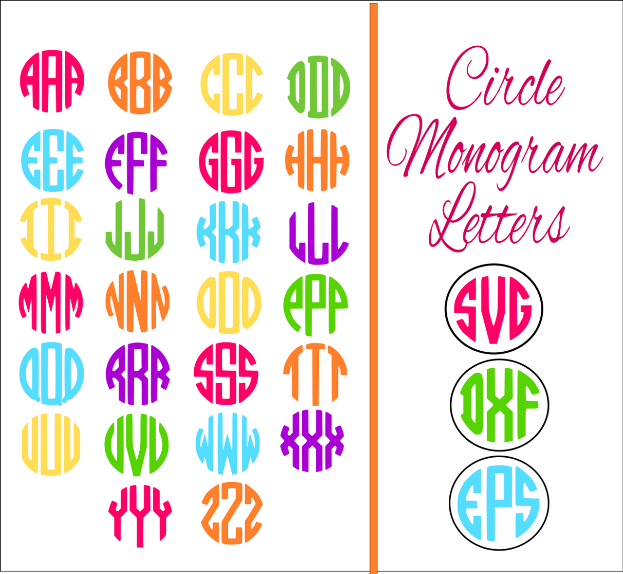 Circle Monogram Letters SVG, Monogram Alphabet, Cut File for Cricut,  Glowforge, Silhouette, Digital download, clipart, cut file Svg, Png,Dxf