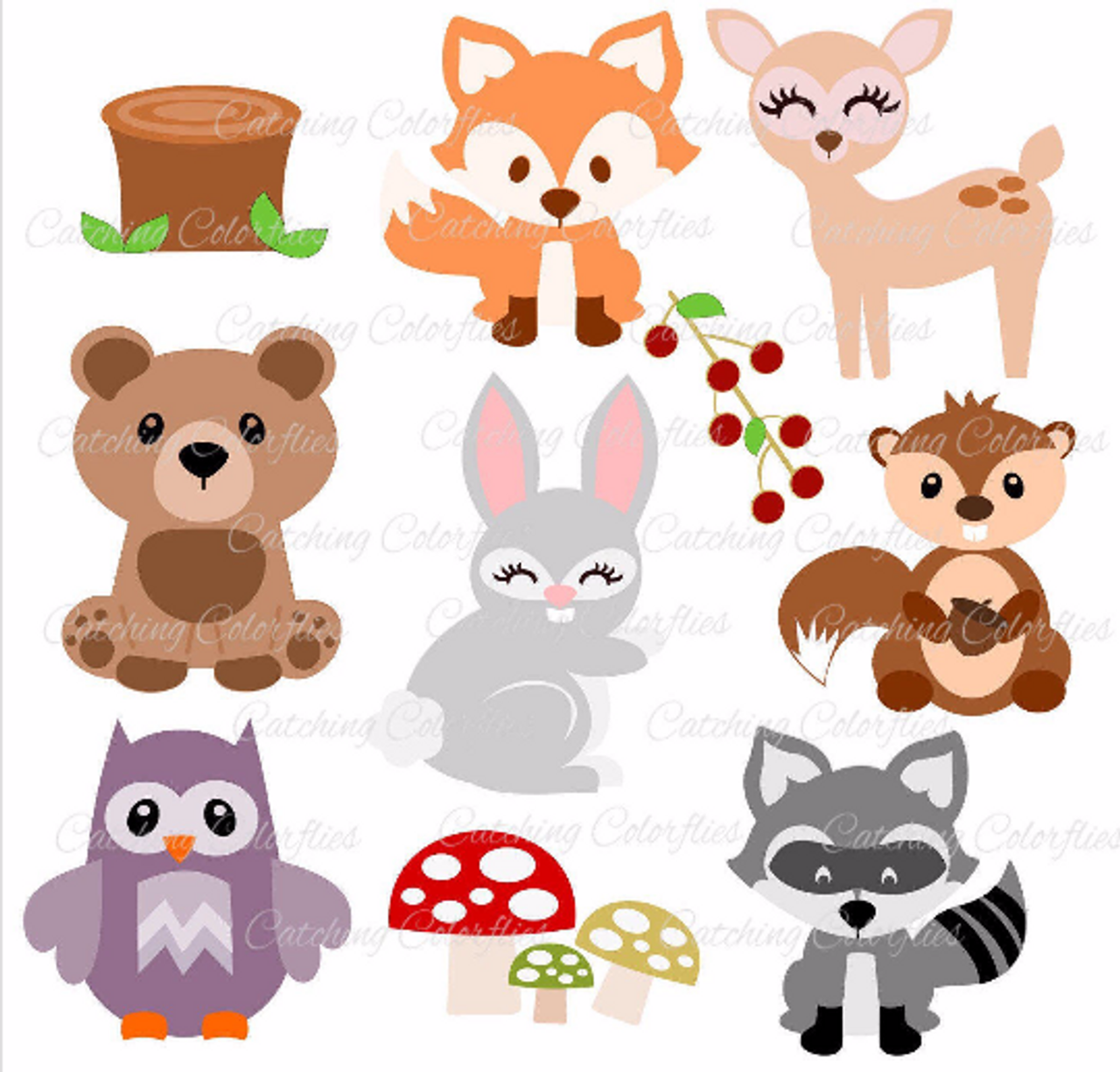 Baby Woodland Animal SVG Cut Files - Catching Colorflies