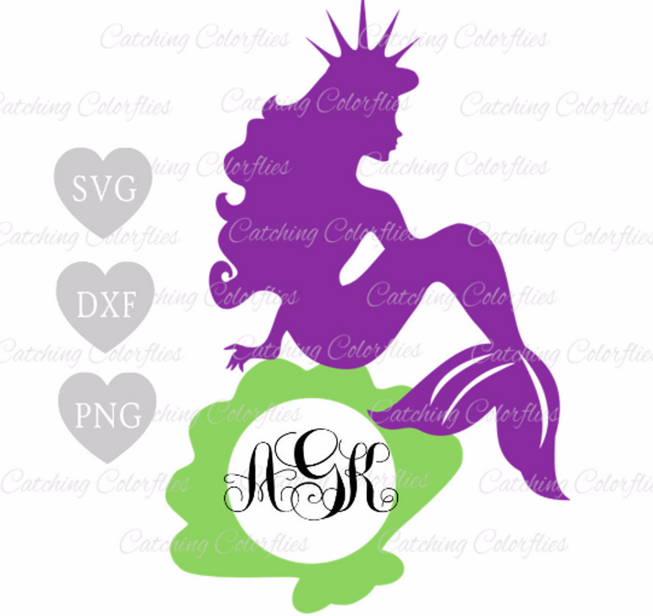 Download Circle Monogram Mermaid SVG Cut File - Catching Colorflies