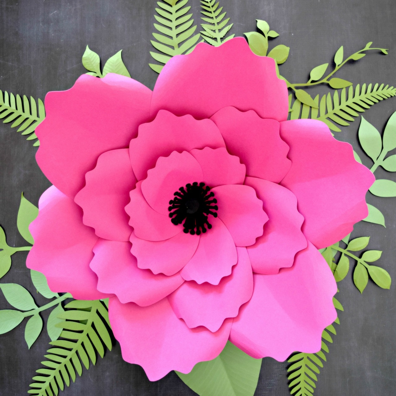 giant anemone paper flower template with poppy center catching colorflies
