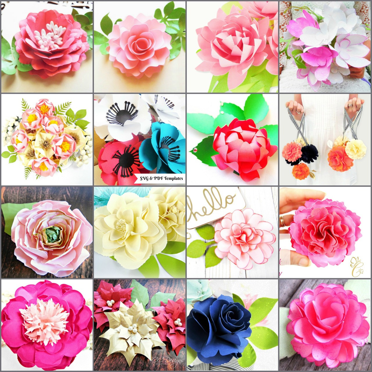 Download Small Paper Flower Templates & Tutorials - Full Library ...