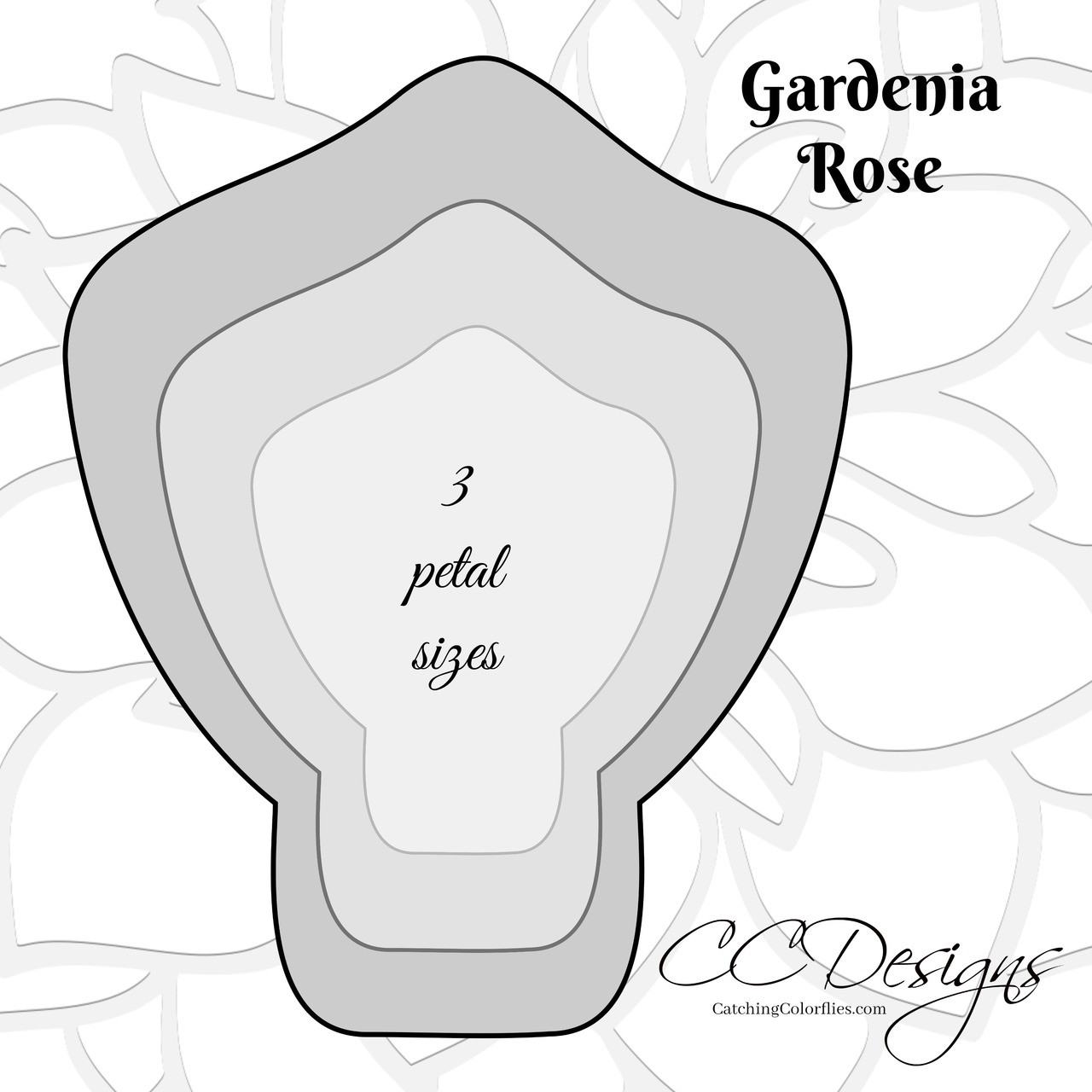 Gardenia Rose Giant Flower Template - Catching Colorflies