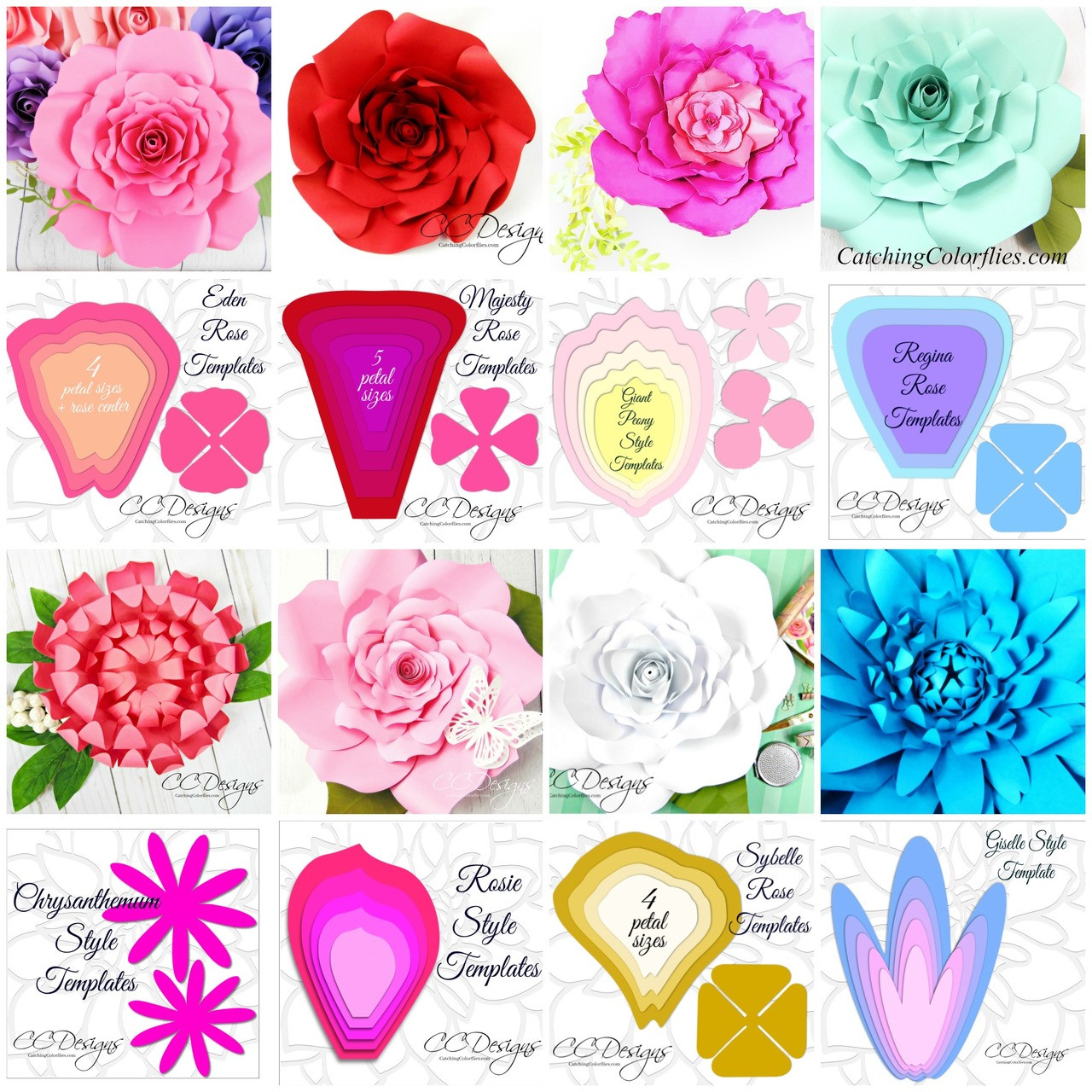 Download Giant Flower Template Set of 16 Flower Templates, plus ...