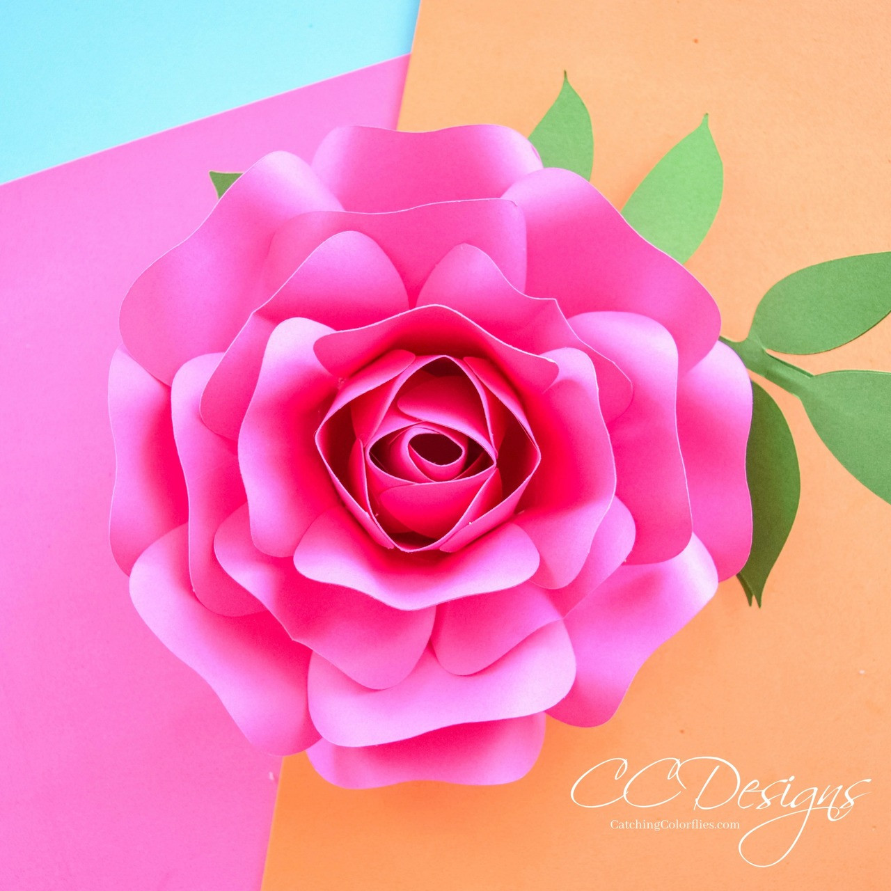 Mini Alora Rose - Small Paper Flower Rose Template - Catching Colorflies