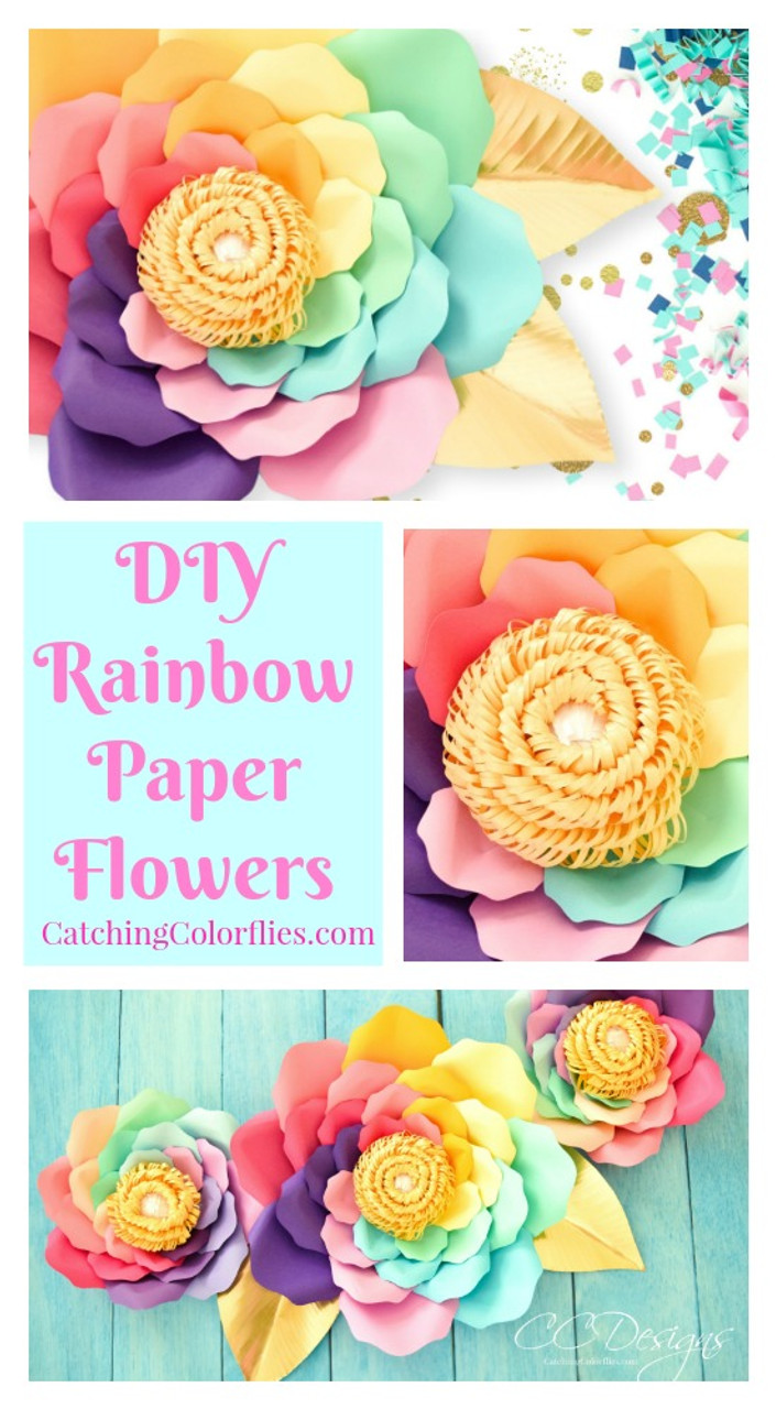 Rainbow Unicorn Paper Flower Templates - Catching Colorflies