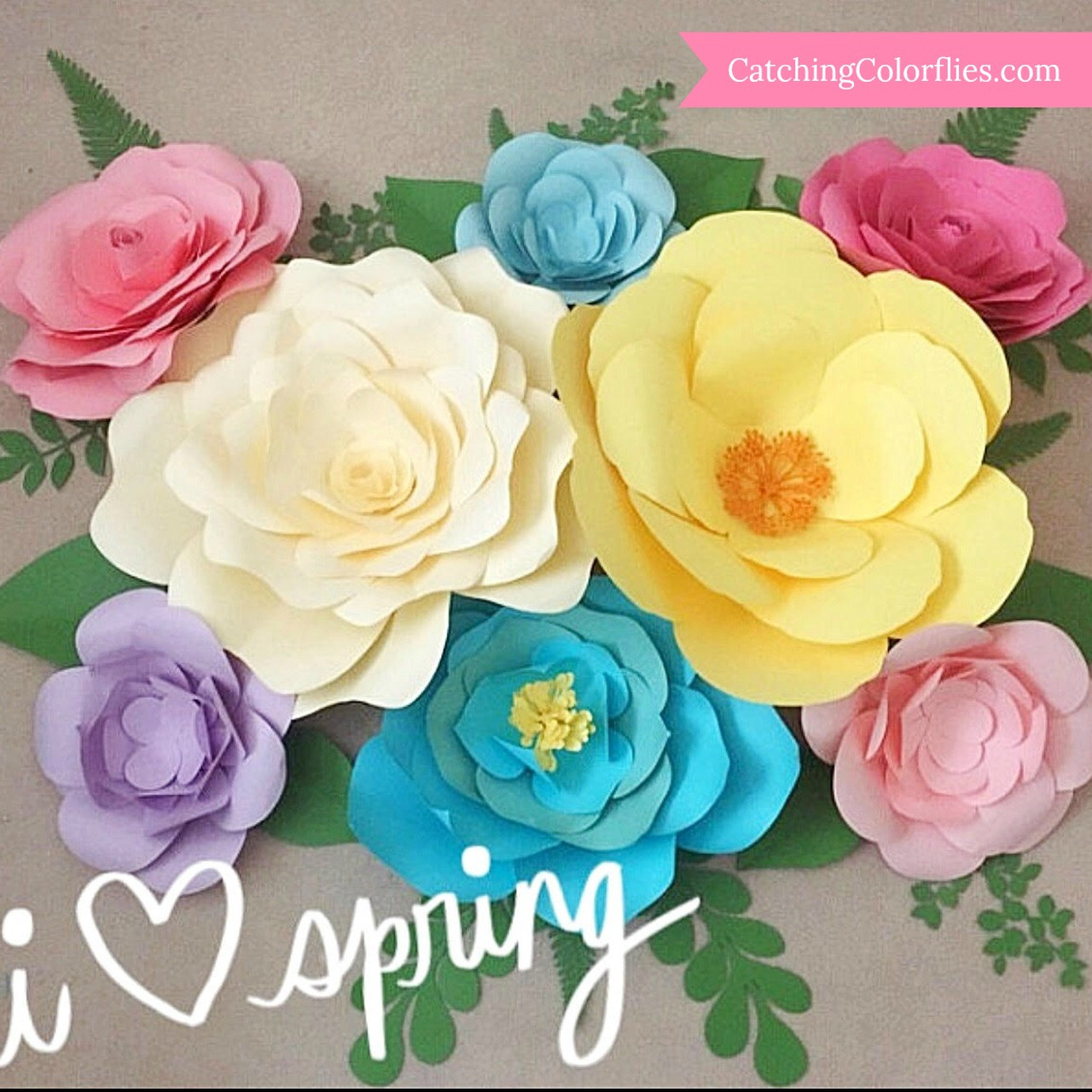 Download Springtime Set Of Large Paper Flower Templates Catching Colorflies