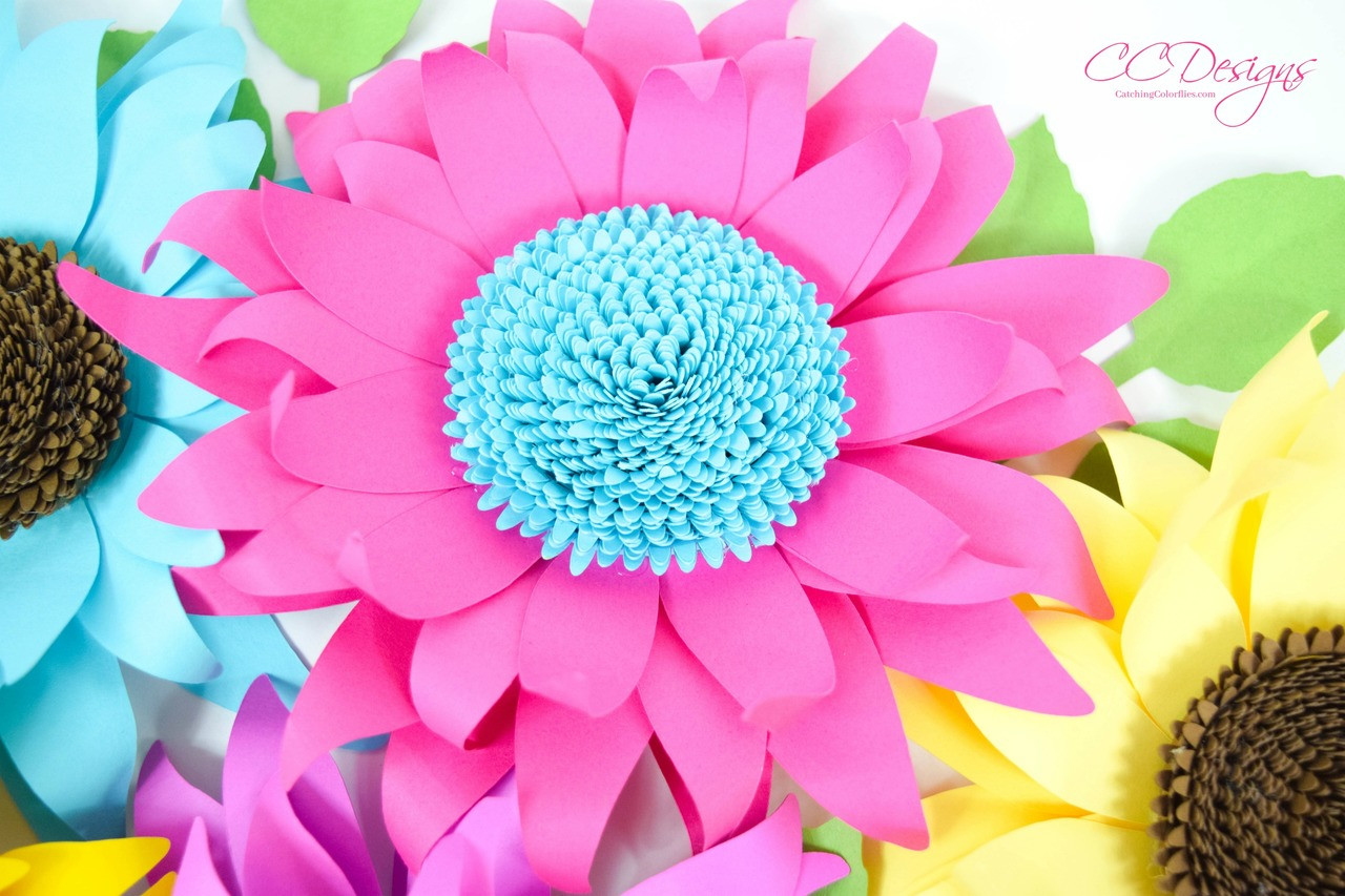 sunflower paper flower template small catching colorflies