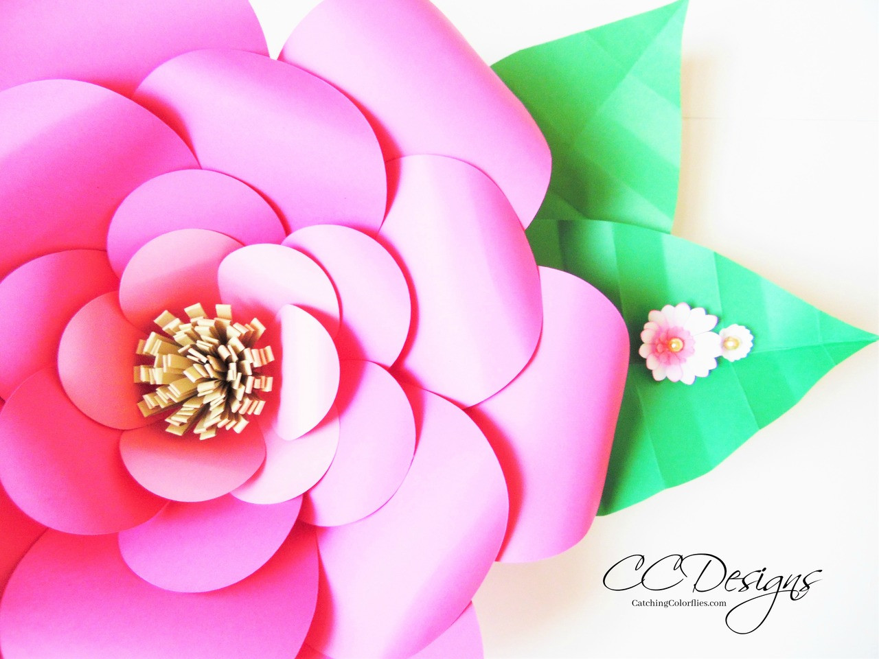 Set of 4 Large Flower Templates - Paper Flower Patterns- PDF and