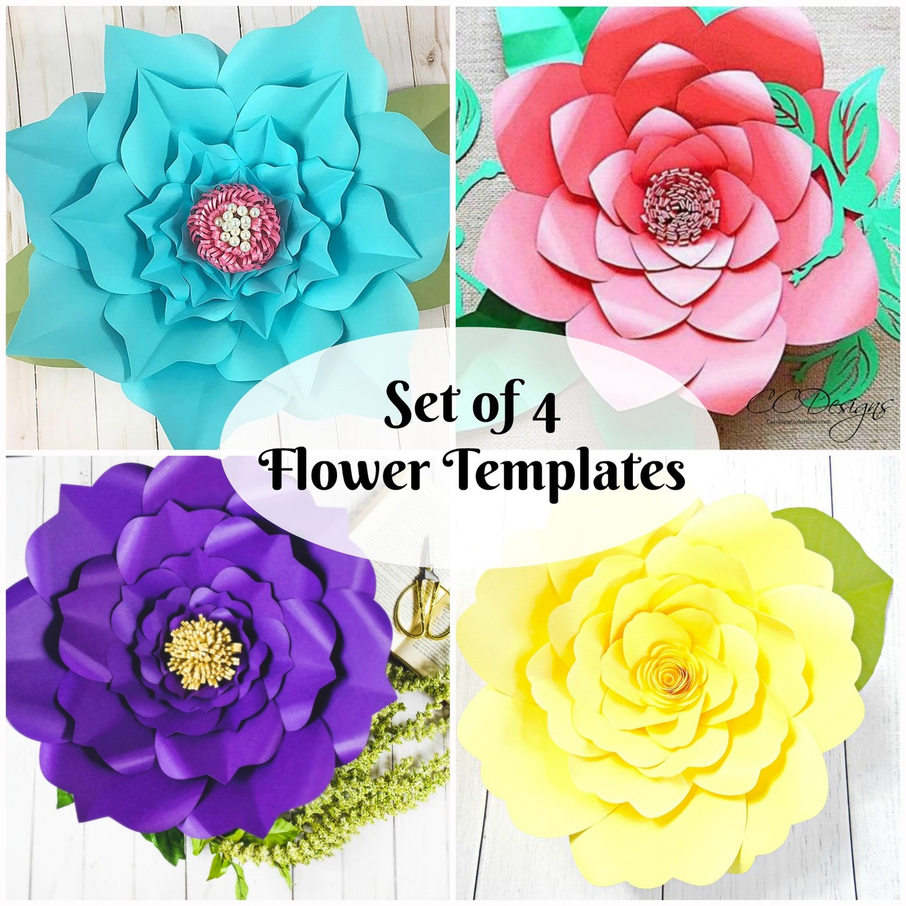 Download Giant Paper Flower Templates Set Of 4 Catching Colorflies