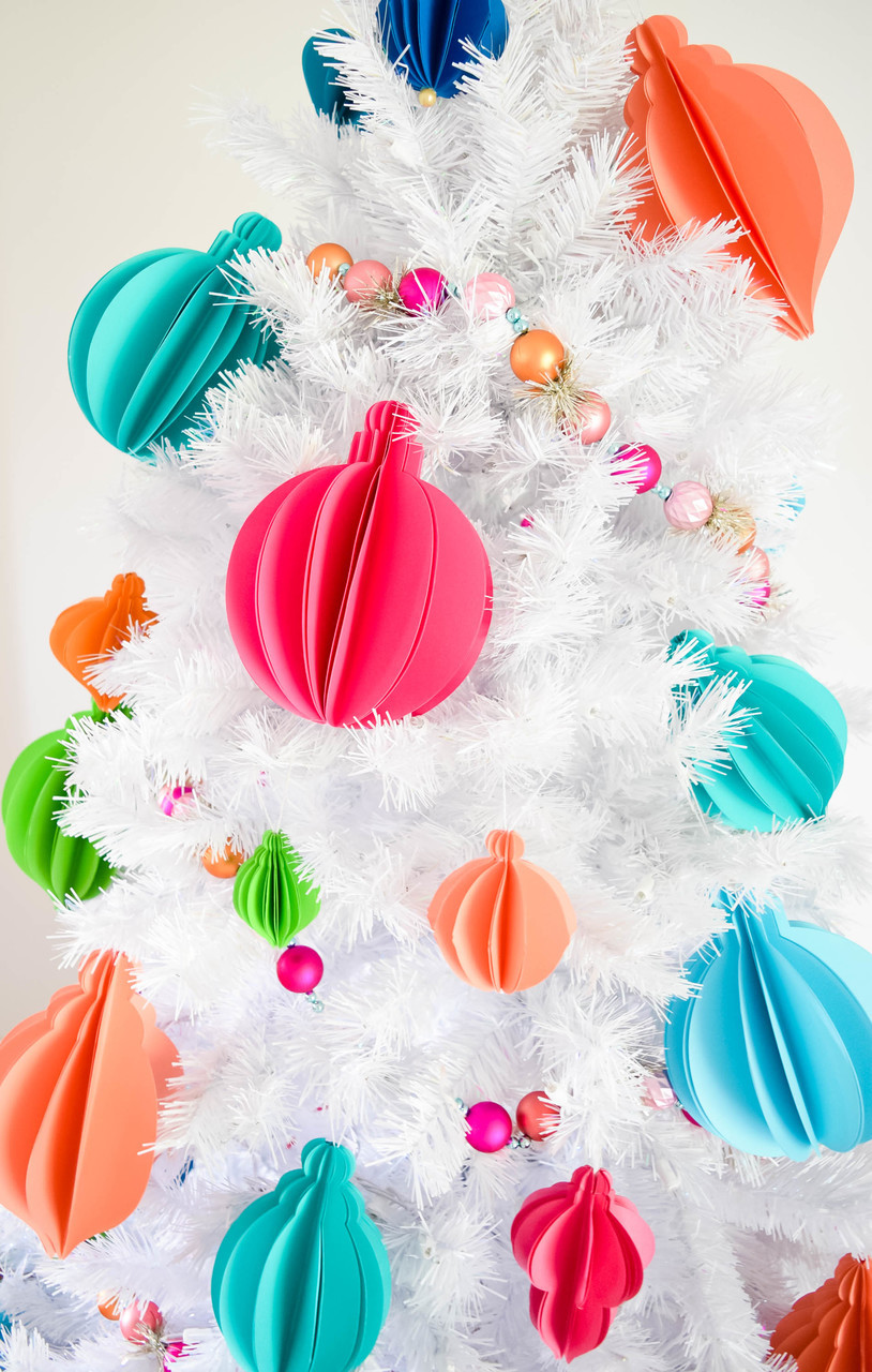 3D Paper Christmas Ornament Templates Set Of 9 Catching Colorflies