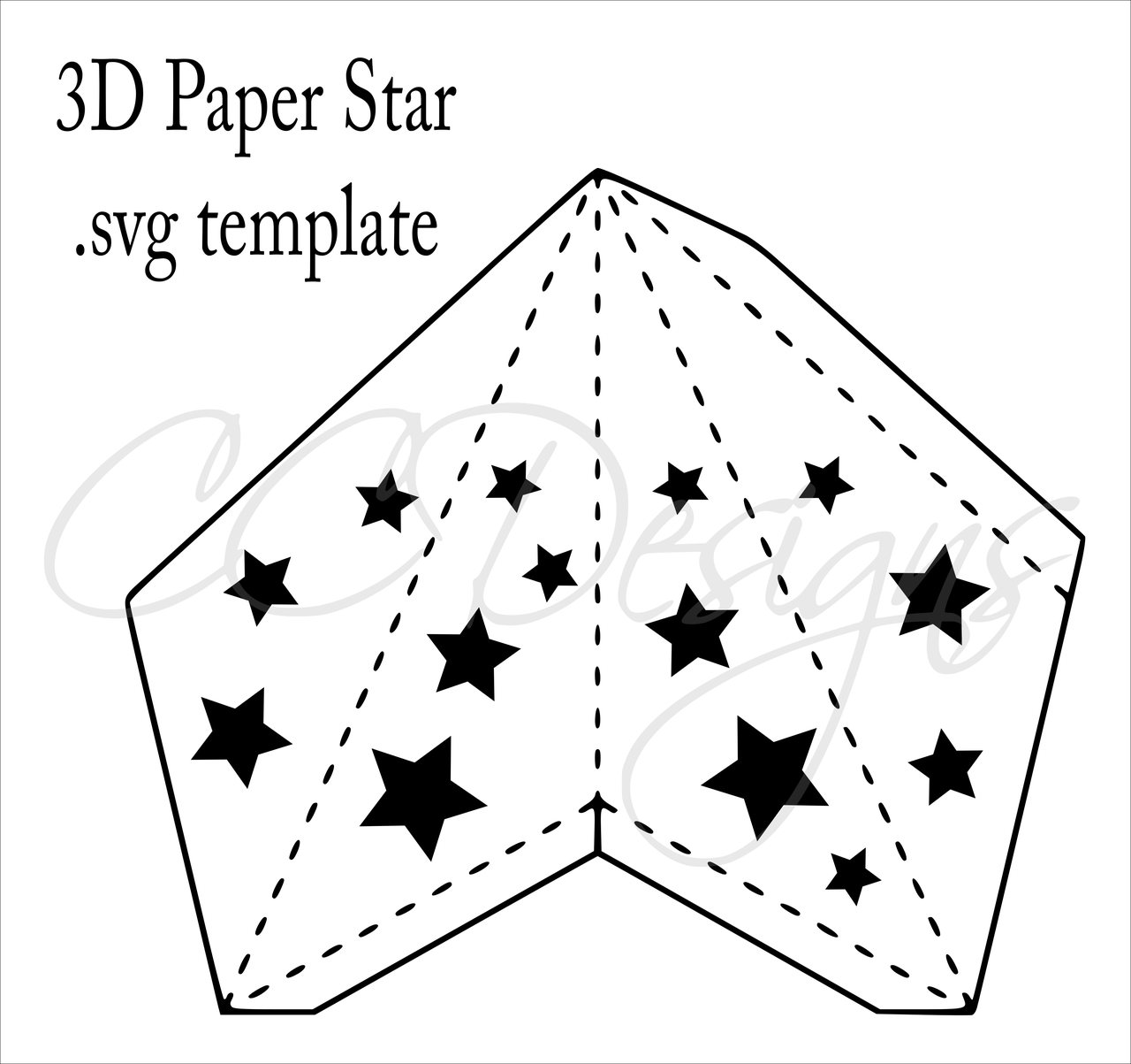 3D Paper Star Templates DIY Paper Star Craft SVG & PDF Template
