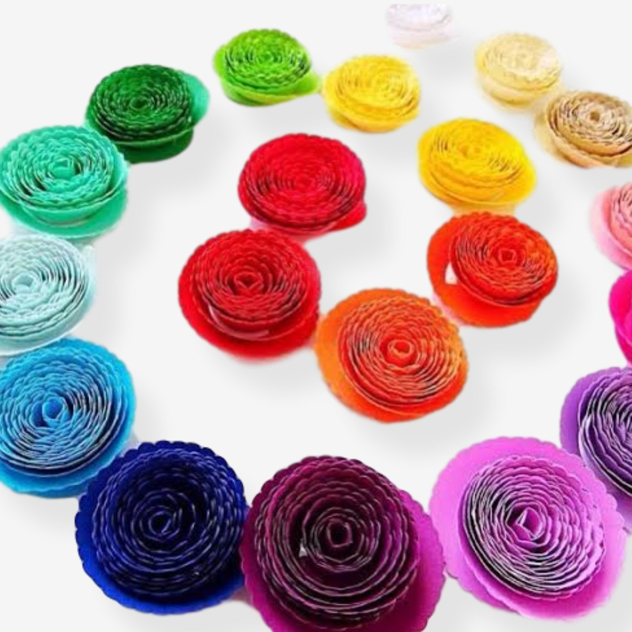 Set Of 10 Rolled Rosette Paper Flower Templates Catching Colorflies 9033