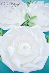 Giant Paper Snow Peony Flower Template with Vines - Catching Colorflies