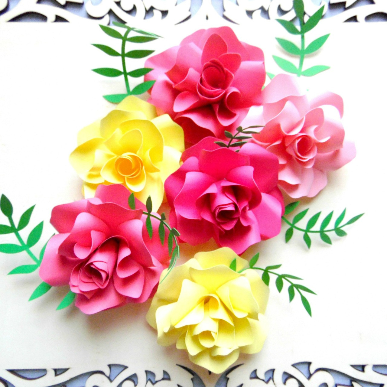 Ruby Style Paper Rose Templates - Catching Colorflies