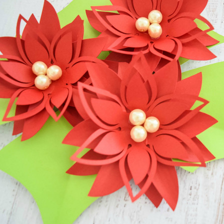 Small Holly Style Poinsettia Paper Flower Template