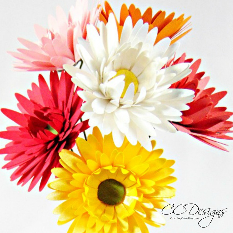 Small Gerbera Daisy Paper Flower Template