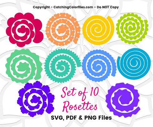 Download Set of 10 Rolled Rosette Paper Flower Templates - Catching ...