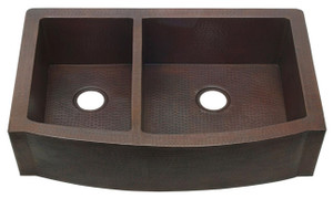 FHA-RFE-40/60 split double bowl copper kitchen sink