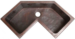 Custom Corner copper kitchen sink Custom Corner copper kitchen sink