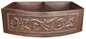 (FHA33W2R-5050-SCRL) 33" Double Copper Kitchen Sink