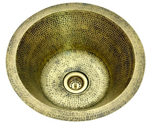 RBV14-AB, Antique Brass Hammered Bar sink with 2" brass drain. RBV14-AB, Antique Brass Hammered Bar sink with 2" brass drain.
