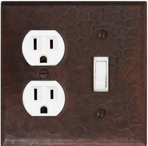 Outlet plug and toggle switch combo cover in copper Outlet plug and toggle switch combo cover in copper