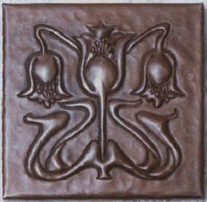 Floral Arts and Crafts design copper tile Floral Arts and Crafts design copper tile