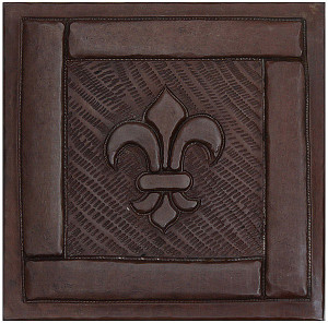 Framed Fleur De Lis design copper tile Framed Fleur De Lis design copper tile
