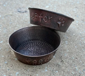 Hammered copper bowl 9" Food/Water Set