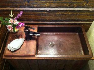 Custom copper sink in Dark Patina Custom copper sink in Dark Patina