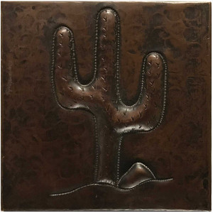 Triple Cactus hammered copper tile TL231 Triple Cactus hammered copper tile TL231