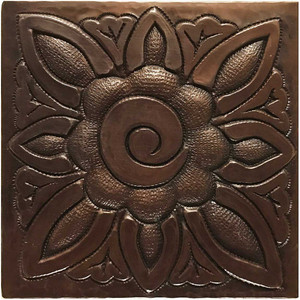 Floral Medallion hammered copper tile TL233 Floral Medallion hammered copper tile TL233