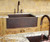 FHA33W1 COPPER FARMHOUSE SINK INSTALLED WITH COPPER SQUARE BAR SINK.