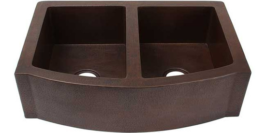 FHA-W2-5050 Double equal copper farmhouse kitchen sink.