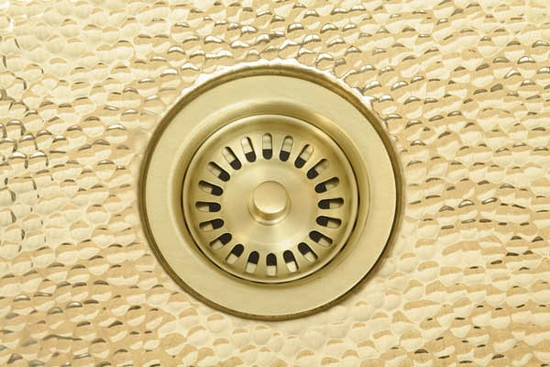 214-DRN-BRS Brass Kitchen/Prep Strainer for use with brass bar sinks, kitchen and prep sinks.