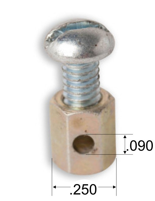 Cable stop or cable clamp commonly used for throttle or brake cables - Size Dimension
