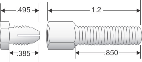 Collet Rod - No Fray for Flexible 1/16 cable  - Drawing with size